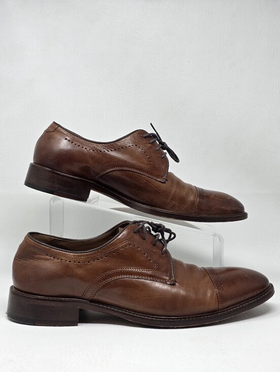 Johnston & Murphy Dress Shoes Mens Size 8.5M Brown Leather Cap Toe Oxfords